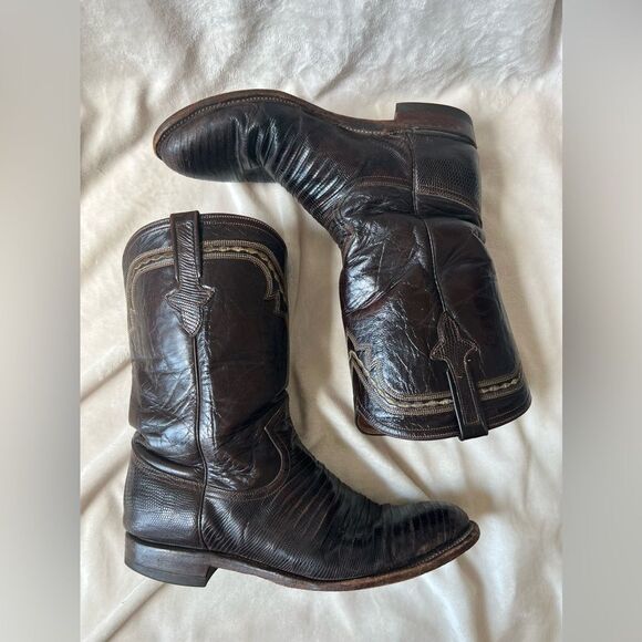 P's by Ferrini Lizard Boots, Dark Chocolate, Size 11.5 D - Picture 7 of 16